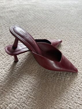 Steve Madden Burgundy Pointed Slip-On Mule Heels